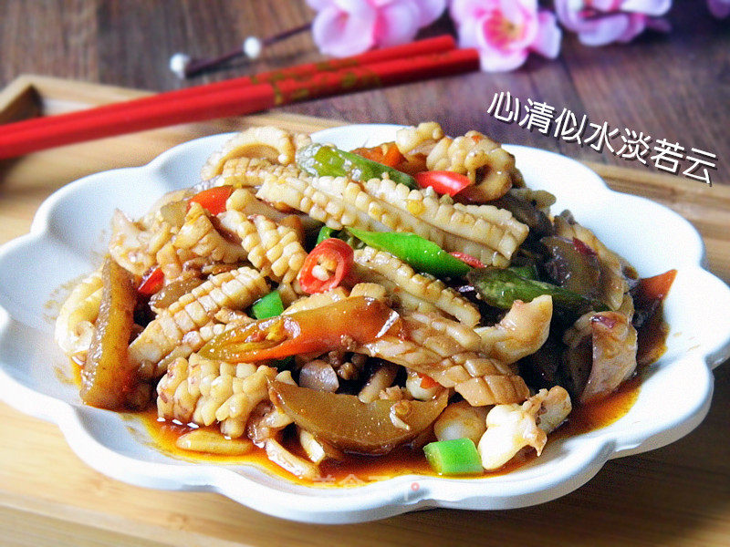 Sour and Spicy Stir Fried Squid recipe