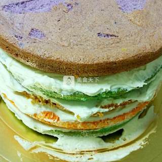 #aca烤明星大赛#coconut Fragrant Rainbow Cake recipe