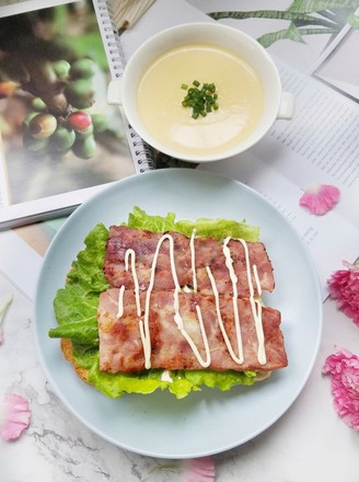 Bacon Toast Open Sandwich Vs Steamed Egg recipe