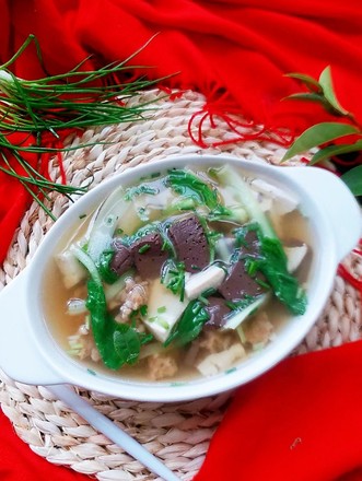 Duck Blood Tofu Meatball Soup recipe