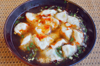 Dumplings with Sour Soup and Big Meat and Lotus Vegetable recipe