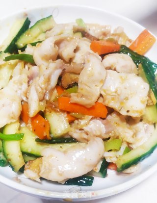 Fried Cucumber with Fish Fillet recipe