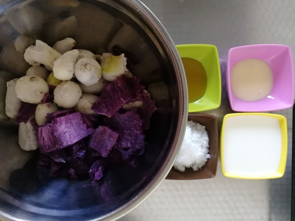 Purple Potato and Taro Mashed Bread recipe