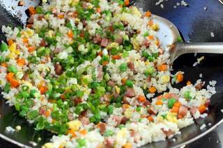 Fried Rice with Red Sausage and Colorful Eggs-an Exquisite Dinner for One Person recipe