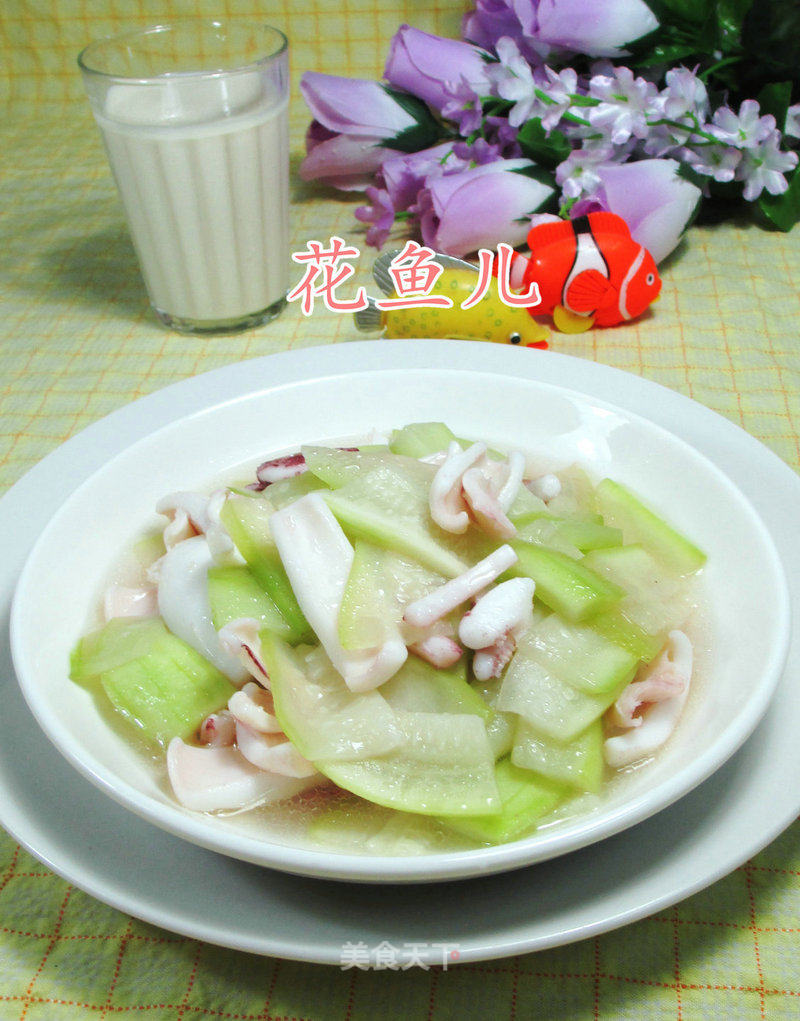 Fried Squid with Long Melon recipe