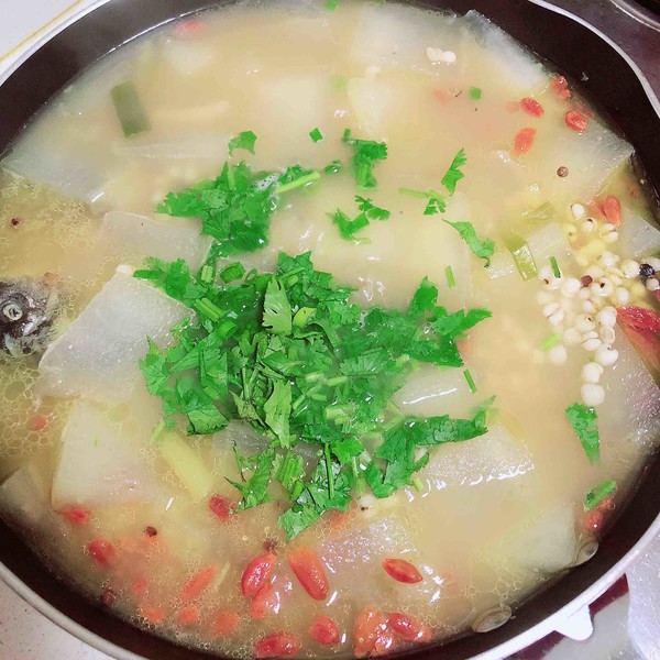 Winter Melon, Coix Seed and Crucian Fish Soup recipe