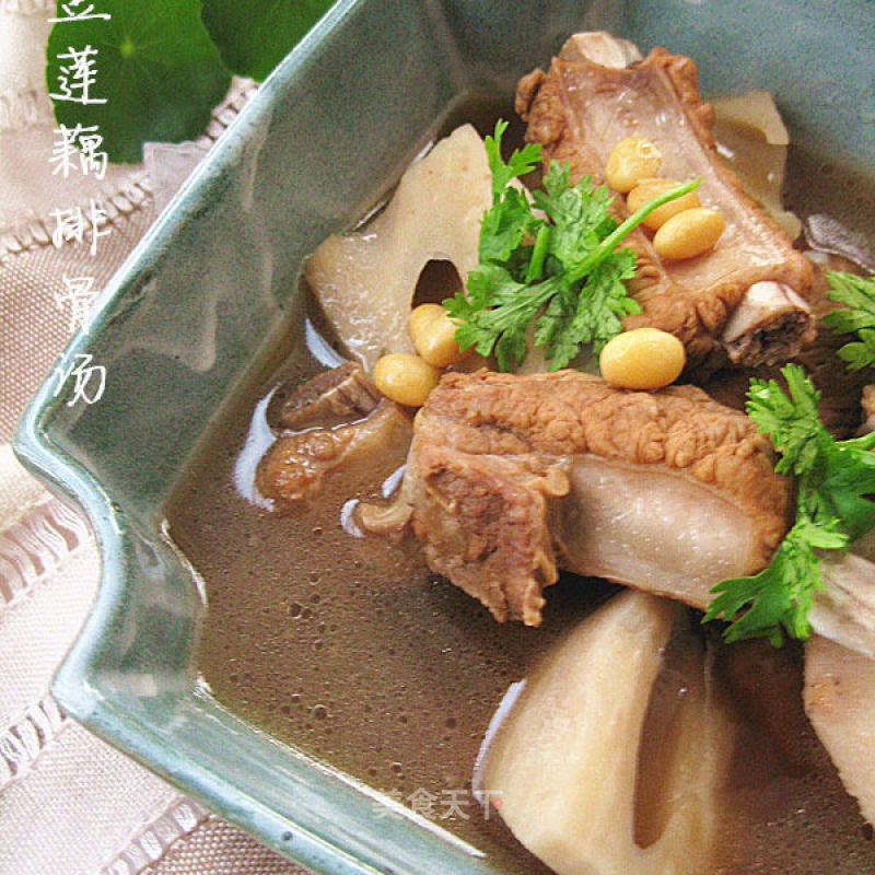 Soybean, Lotus Root and Pork Ribs Soup recipe