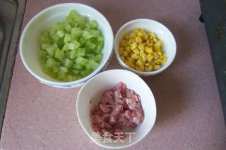 Stir-fried Diced Pork with Lettuce and Corn recipe