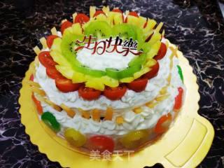 Creamy Fruit Birthday Cake recipe