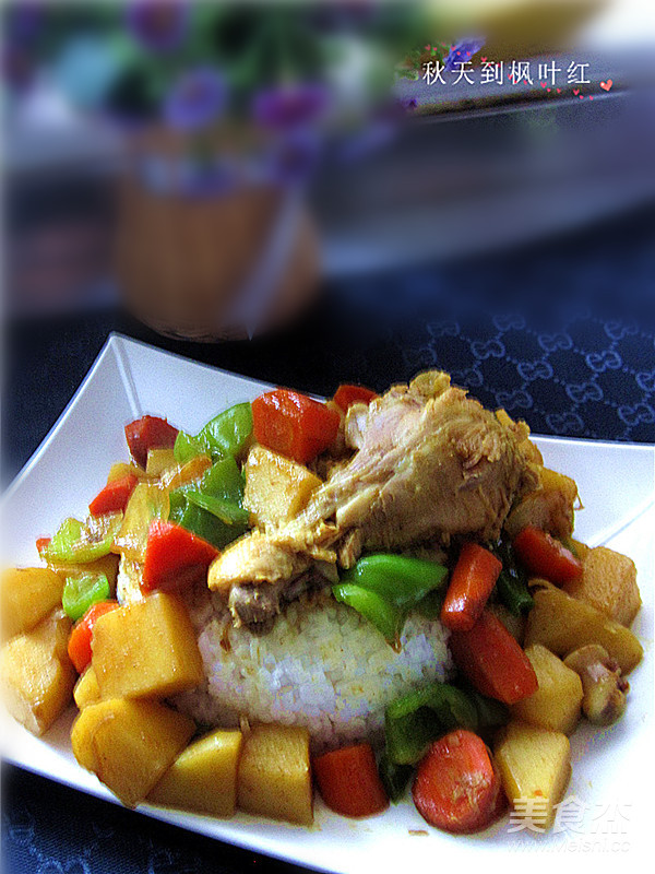 Unstoppable Delicacy-curry Chicken Thigh Topped with Rice recipe