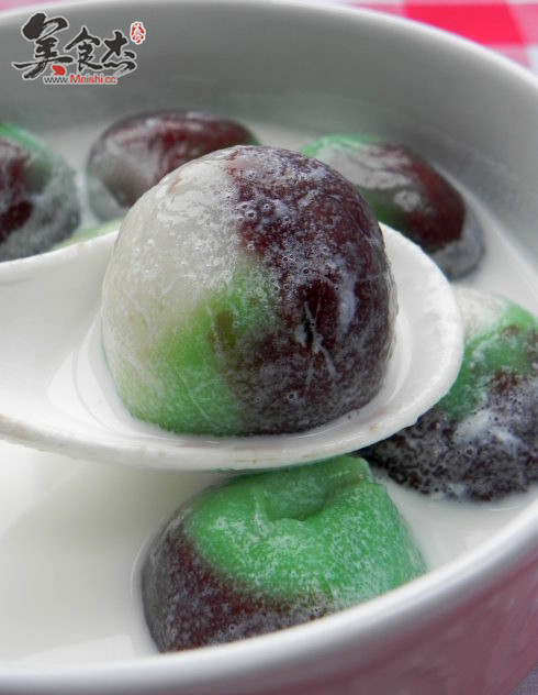 Three-color Agate and Red Bean Paste Glutinous Rice Balls recipe