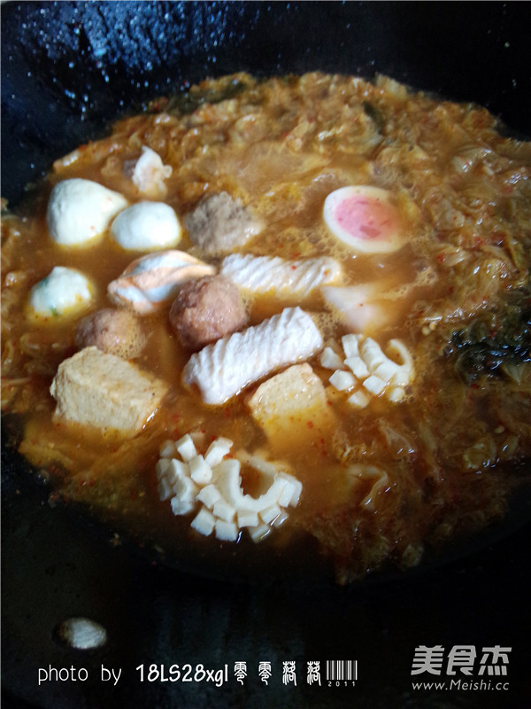 Korean Spicy Cabbage Meatball Soup recipe