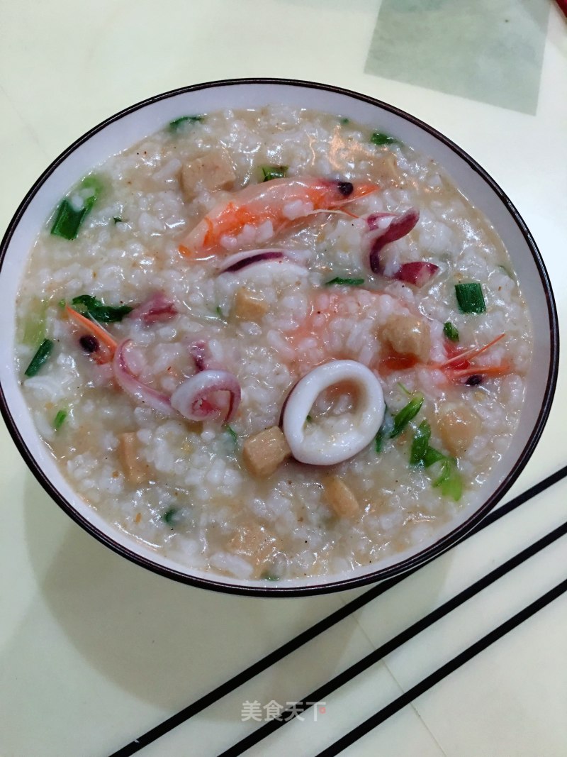 Shrimp, Squid and Scallop Congee recipe