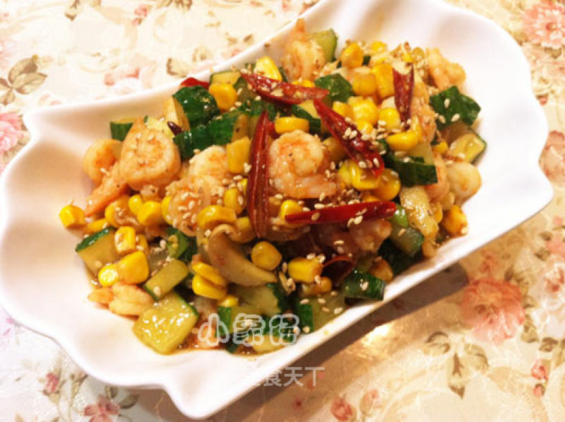 Spicy Cucumber Corn Shrimp recipe