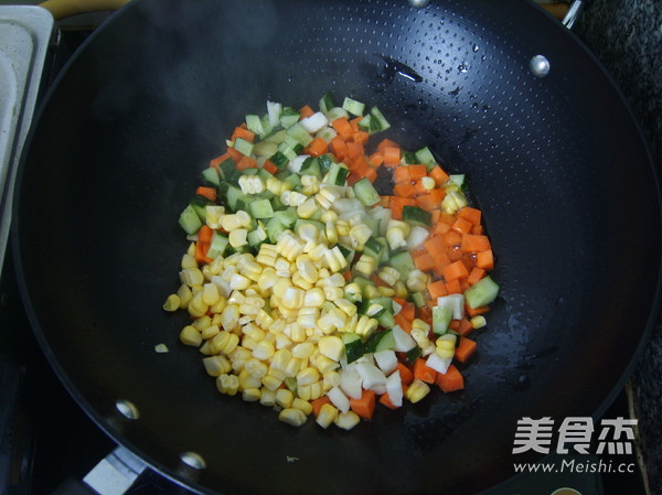 Stir-fried Assorted Dice with Almonds recipe