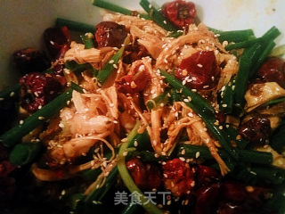 Spicy Chicken Shredded with Scallions recipe