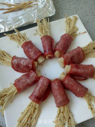 Roasted Bacon and Enoki Mushroom Roll recipe