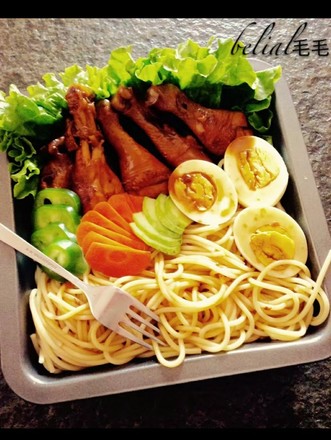 Spaghetti with Teriyaki Chicken Legs recipe