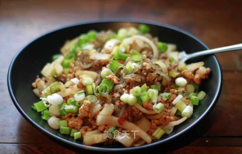 Fried Konjac Shreds with Minced Meat recipe