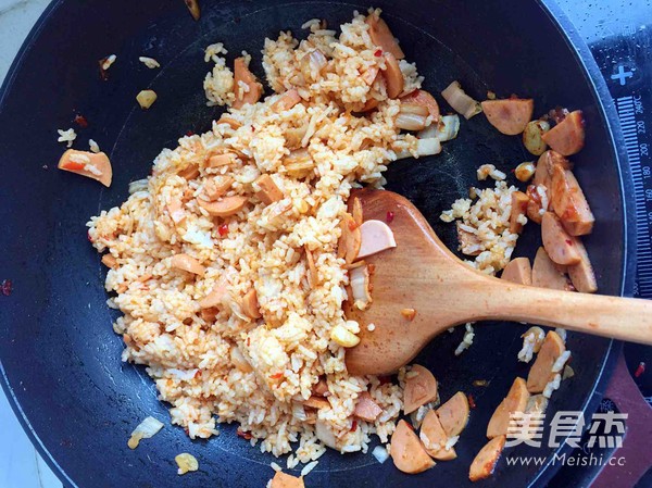 Spicy Cabbage Ham Fried Rice recipe