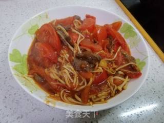 Beef with Tomato and Enoki Mushroom recipe