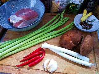 Twice-cooked Pork with Asparagus and Mushrooms recipe