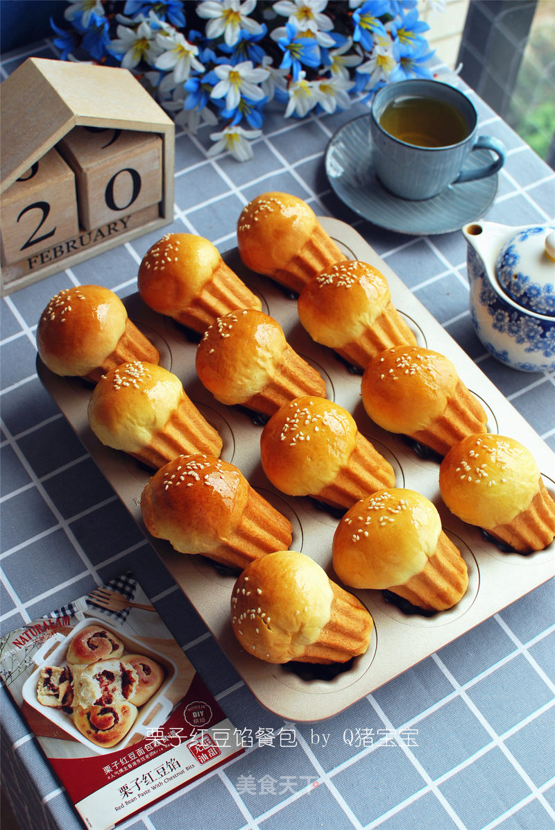 Chestnut Red Bean Soft Meal Bun recipe