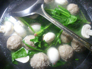 Spinach Mushroom Beef Ball Soup recipe