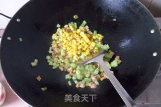 Stir-fried Diced Pork with Lettuce and Corn recipe