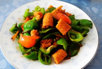 Dried Squid with Vegetable Pepper recipe