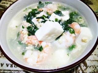 Tofu Stewed with Shepherd's Purse and Shrimp recipe