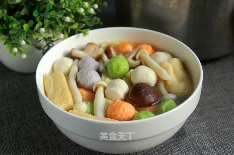 Mushroom Color Vegetable Meatball Soup recipe