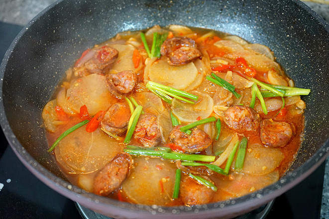 Sausage and Radish in Clay Pot recipe