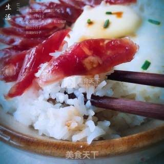 Claypot Rice with Sausage Nest and Egg recipe