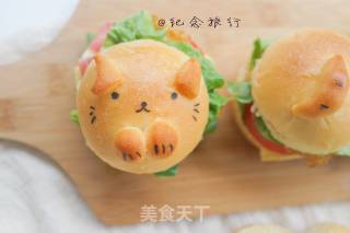 Cute and Cute Mini Cartoon Cat Hamburger recipe