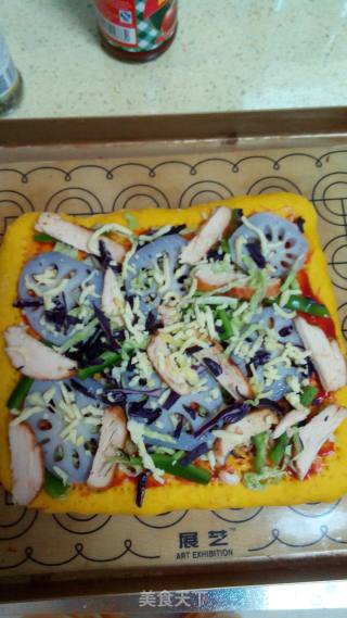 Grilled Chicken Lotus Root Pizza recipe