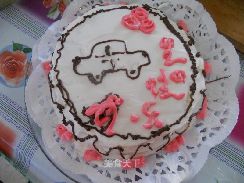 A Gift for My Son's 4th Birthday, Homemade Car Cream Cake, Very Simple recipe