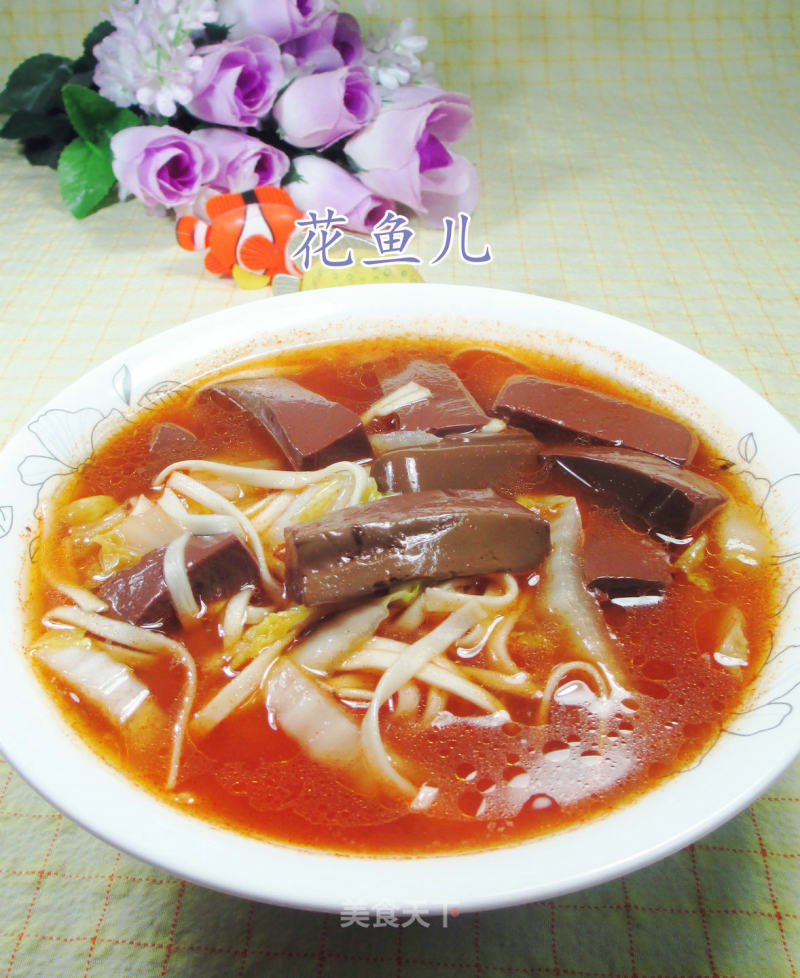 Cabbage Duck Blood Noodle Soup recipe