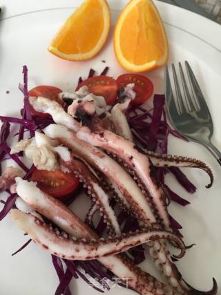 Grilled Chestnut Squash Squid Leg Salad recipe