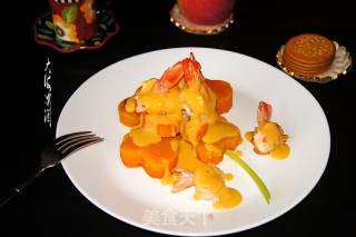 Baked Pumpkin and Anchovy Shrimp with Cheese recipe