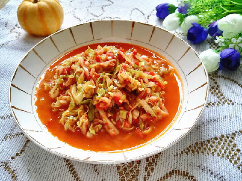 #trust之美# Stir-fried Cabbage with Garlic and Tomatoes recipe