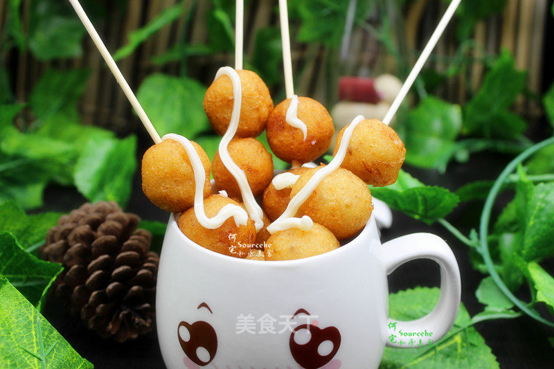 Potato Meatball Skewers with Salad Dressing recipe