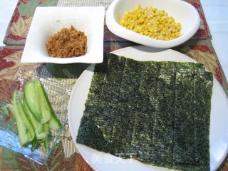 Japanese Style Pork Floss Corn Hand Rolled Rice recipe