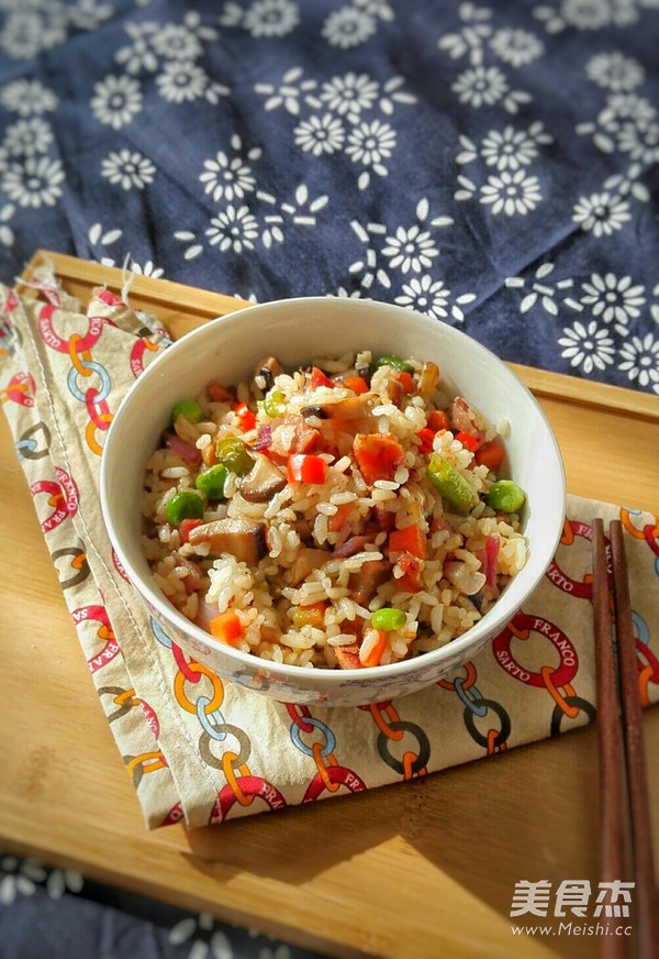 Fried Rice with Sausage, Shiitake Mushroom and Dried Radish recipe