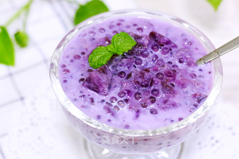 Purple Sweet Potato Milk Sago recipe