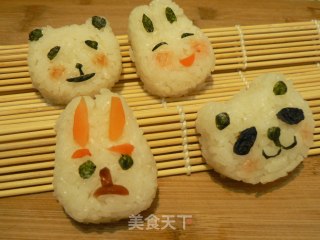 Spicy Squid Sushi and Cute Rice Balls recipe