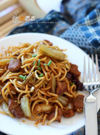 Braised Noodles with Beans recipe