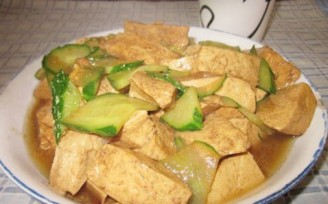 Fried Cucumber with Tofu recipe