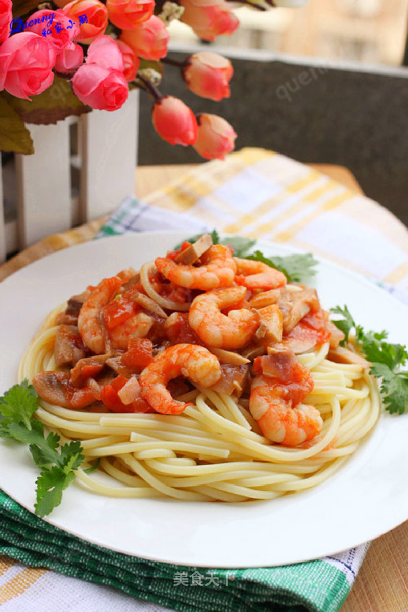 【spaghetti with Shrimp and Mushroom Sauce】