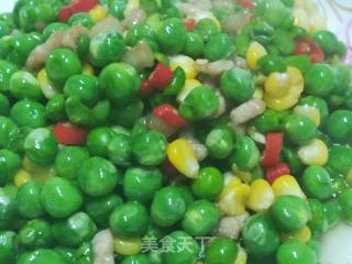 Fried Diced Pork with Peas and Corn recipe